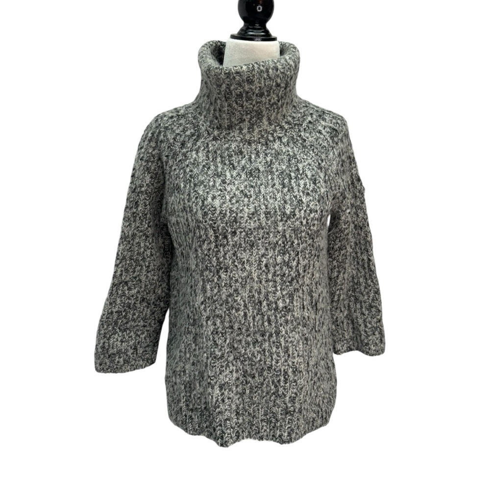 Madewell Grey Chunky Knit Oversized Turtleneck Sweater Size S